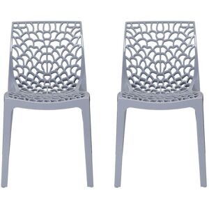 Vente-unique Lot de 2 chaises empilables DIADEME - Polypropylène - Gris clair