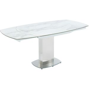 Vente-unique Table à manger extensible TALICIA - 4 à 6 couverts - Céramique et Acier - Effet Marbre