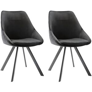 Vente-unique Lot de 2 chaises VIENNA - Velours & Métal - Noir