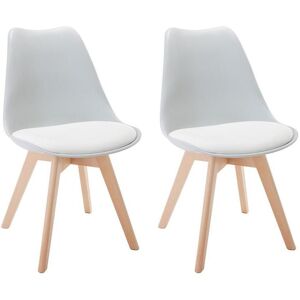 Vente-unique Lot de 2 chaises JODY - Polypropylène et Hêtre - Gris clair