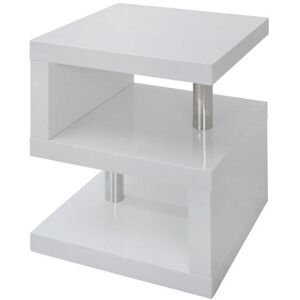 Vente-unique Table d'appoint LYLIA II - MDF laqué blanc - Avec LEDs - Blanc