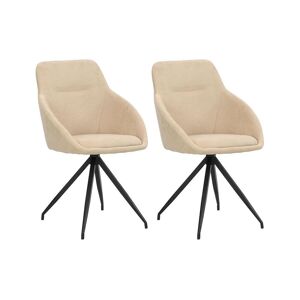 Vente-unique Lot de 2 chaises DENIA - Tissu et métal - Beige