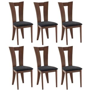 Vente-unique Lot de 6 chaises TIFFANY - Hêtre massif - Coloris : Noyer et expresso