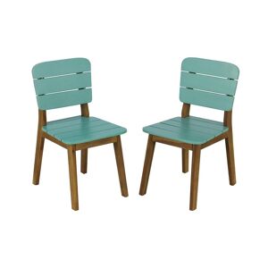 MYLIA Lot de 2 chaises de jardin pour enfant en acacia bleu - GOZO de MYLIA