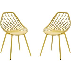 MYLIA Lot de 2 chaises de jardin en polypropylène avec pieds en métal - Jaune moutarde - MALAGA de MYLIA