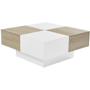 Vente-unique Table basse avec 4 tiroirs en MDF - Naturel et blanc laqué - MAYLON