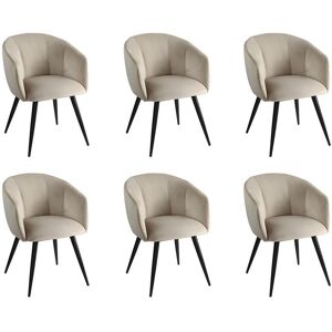 PASCAL MORABITO Lot de 6 chaises VADIM de Pascal MORABITO - Velours et métal - Beige