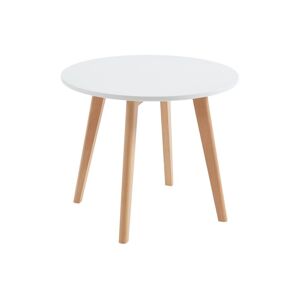 Vente-unique Table enfant en MDF et hêtre - Blanc et naturel - LOULOUNE