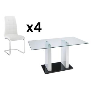 Vente-unique Ensemble table SAMIRA + 4 chaises NADYA - Blanc