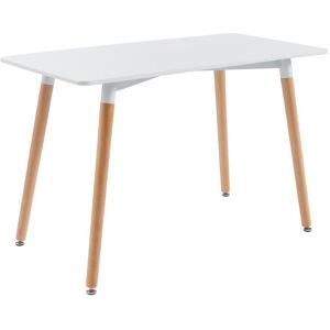 Vente-unique Table à manger 4 couverts en MDF et hêtre - Blanc - CAROLIANE