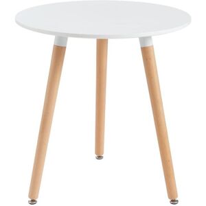 Vente-unique Table à manger 2 couverts en MDF et hêtre - Blanc - ROLENA