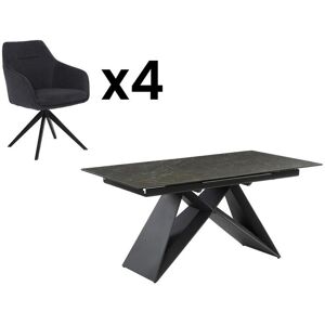 Vente-unique Ensemble table LIBSY + 4 chaises MUSE - Noir et anthracite