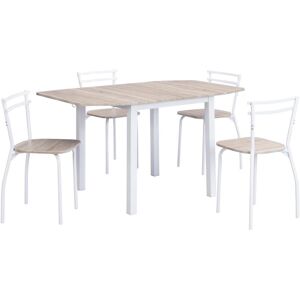 Vente-unique Ensemble table + 4 chaises en MDF et métal - Naturel et blanc - MAEWIN