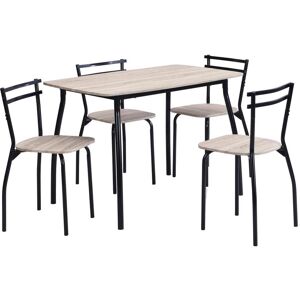 Vente-unique Ensemble table + 4 chaises en MDF et métal - Naturel et noir - FELONA