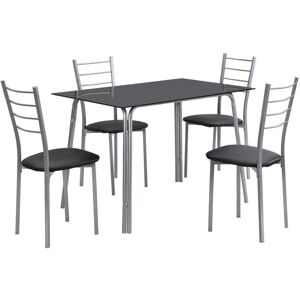 Vente-unique Ensemble table + 4 chaises - Noir et chromé - VILIARI