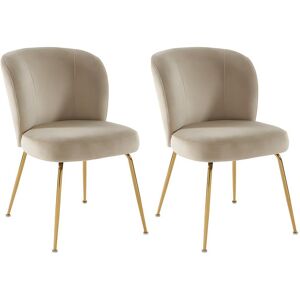 Vente-unique Lot de 2 chaises en velours et métal doré - Beige - POLPONA