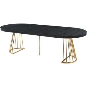 Vente-unique Table à manger extensible 2 à 12 couverts en MDF et acier - Noir et doré - FIRELA