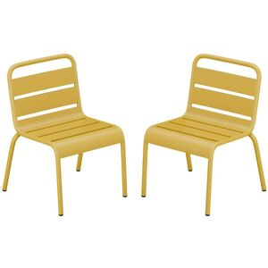 MYLIA Lot de 2 chaises de jardin empilables pour enfants en métal - Jaune moutarde - POPAYAN de MYLIA