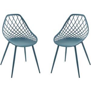 MYLIA Lot de 2 chaises de jardin en polypropylène avec pieds en métal - Bleu canard - MALAGA de MYLIA