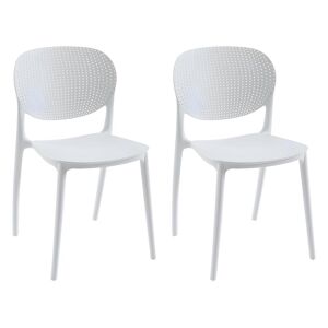Vente-unique Lot de 2 chaises empilables en polypropylène - Blanc - CARETANE