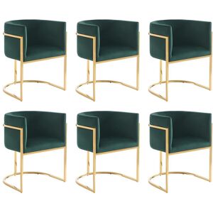 PASCAL MORABITO Lot de 6 chaises avec accoudoirs - Velours et acier inoxydable - Vert et doré - PERIA de Pascal MORABITO