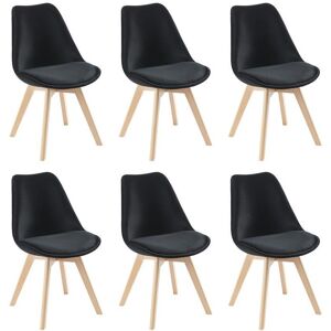 Vente-unique Lot de 6 chaises en velours et hêtre - Noir - JODY