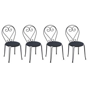 MYLIA Lot de 4 chaises de jardin empilables en métal façon fer forgé - anthracite - GUERMANTES de MYLIA