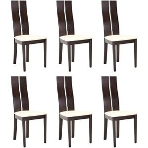 Vente-unique Lot de 6 chaises SALENA - Hêtre massif wengé