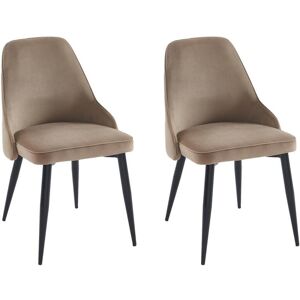 Vente-unique Lot de 2 chaises en velours et métal noir - Beige - EZRA