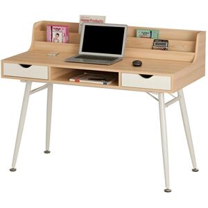 Vente-unique Bureau LARCOS avec rangements - MDF - Chêne & Blanc