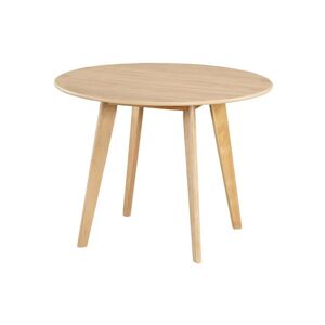 Vente-unique Table ronde ODILE - 4 couverts - Hévéa massif et MDF - Naturel