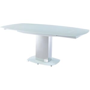 Vente-unique Table à manger extensible TALICIA - Verre trempé & métal - 6 à 8 couverts - Coloris Blanc