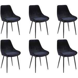 Vente-unique Lot de 6 chaises - Velours et métal noir - Noir - MASURIE