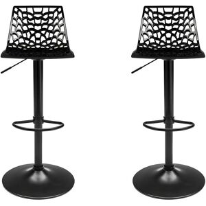 Vente-unique Lot de 2 Tabourets de bar CLARK - Polypropylene - Noir - Base Noire