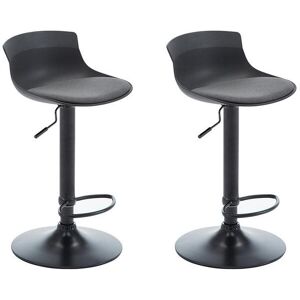 Vente-unique Lot de 2 tabourets de bar ALBEDO - Polypropylene et Tissu - Bicolore - Noir et Gris