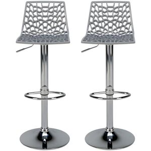 Vente-unique Lot de 2 Tabourets de bar CLARK - Polypropylene - Gris perle