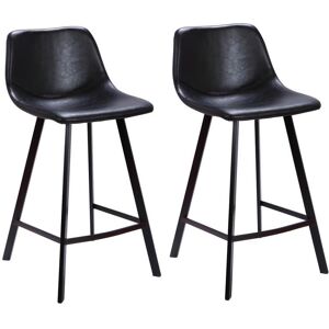 Vente-unique Lot de 2 Tabourets de bar MADERE - Simili - Noir