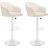 Vente-unique Lot de 2 tabourets de bar en tissu et métal - Hauteur ajustable - Crème et blanc - CARSTEN