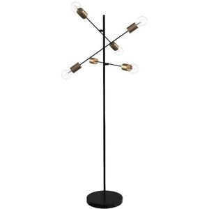 OZAIA Lampadaire 6 ampoules style industriel KLEPTON - Métal - H. 146,5 cm - Noir et Or