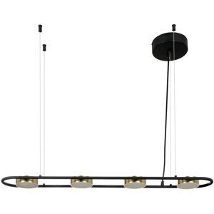 OZAIA Suspension LED en métal et aluminium - 4 spots - L. 85 cm - Noir et doré - GRIMBSY