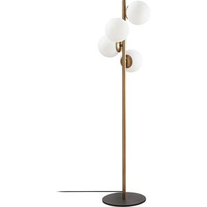 OZAIA Lampadaire en métal et verre 4 globes - H. 130 cm - Doré et blanc - FAZE