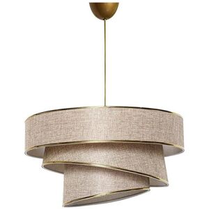 OZAIA Suspension en tissu et métal à hauteur ajustable - D. 40 x H. 30-70 cm - Taupe et doré - TAIRON