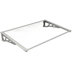 Vente-unique Auvent de porte en aluminium 120 x 90 cm incliné argenté KEPLER