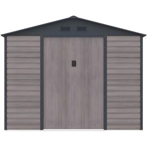 Vente-unique.com Abri de jardin métal en acier galvanisé effet bois gris 5,40 m² - ADELMO