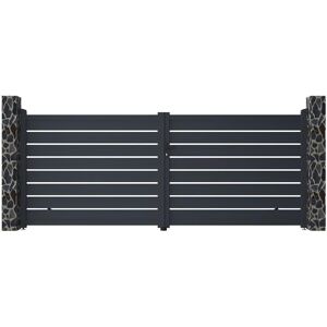 Vente-unique.com Portail battant aluminium ajouré L397 x H166 cm anthracite PRIMO