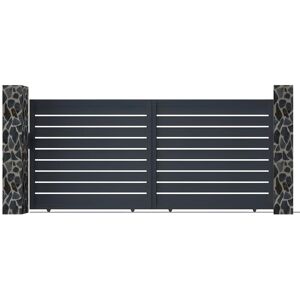 Vente-unique.com Portail coulissant aluminium semi ajouré L416 x H183 cm anthracite PRIMO