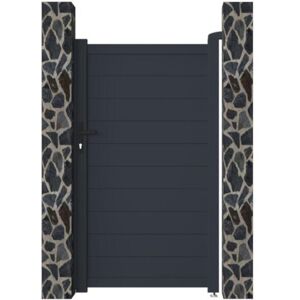 Vente-unique.com Portillon battant aluminium plein L103 x H181 cm anthracite - NAZARIO