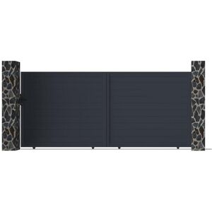 Vente-unique.com Portail coulissant aluminium plein L416 x H180 cm anthracite - NAZARIO