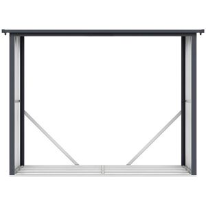 Vente-unique.com Abri bûches métal en acier galvanisé effet bois 3,27 m3 - 4 stères - L242 x P89 x H190 cm - WINWOOD