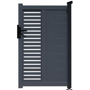 Vente-unique Portillon battant aluminium semi ajouré à motifs L100 x H164 cm anthracite ORIST II